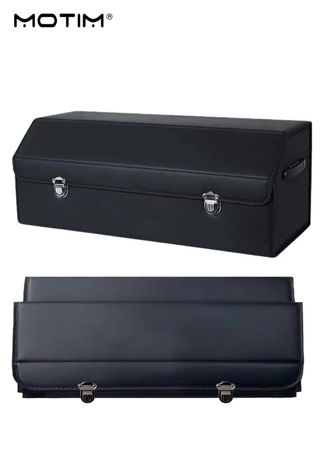 Motim Car Trunk Organizer And Storage 75*30*30cm, Multi Compartment Leather Suv Car Trunk Cargo Organizer, Collapsible Adjustable Auto Grocery Large Storage Box - Image 1